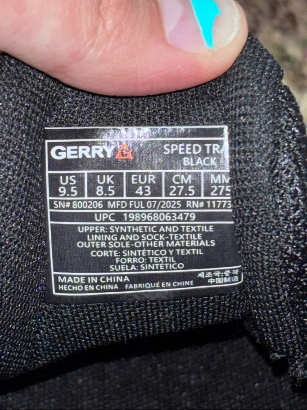 Gerry Speed Trail Shoes Men’s Size 9.5 Black Mesh Hiking Running 1917405